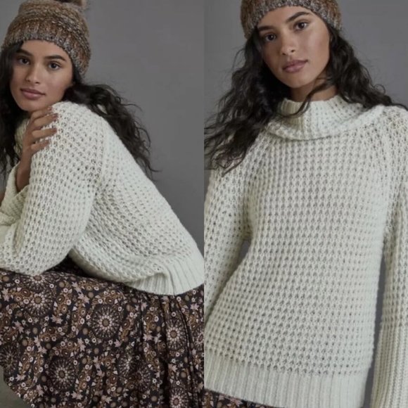 Anthropologie Sweaters - NWT MAEVE Dionne Mint Bell Sleeve Open Knit Sweater Large